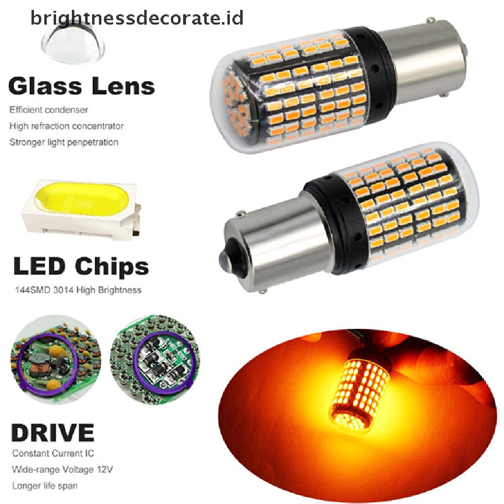 [Birth] 1x Kuning 1156 1095 1141 P21W BA15S 7506lampu Sein Led3014 144-SMD [ID]