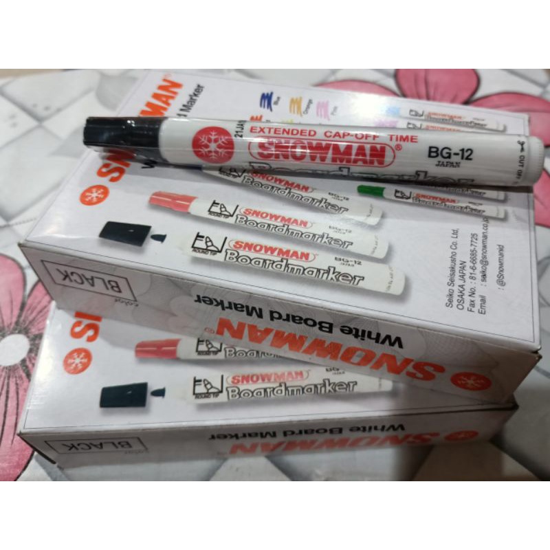 

spidol snowman BG 12 whiteboard 12Pcs warna hitam
