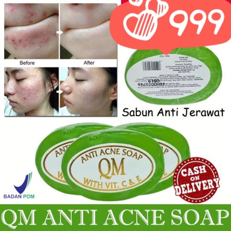 {Bisa kirim instant COD Medan Termurah} BPOM Sabun Anti Acne QM Pembersih Wajah Penghilang Jerawat &amp; Flek Hitam Collagen Soap Sabun Pemutih Wajah Original BPOM