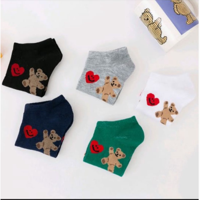 Kaos Kaki Wanita Motif Love Bear Kaos Kaki Pendek Ice Socks Korean