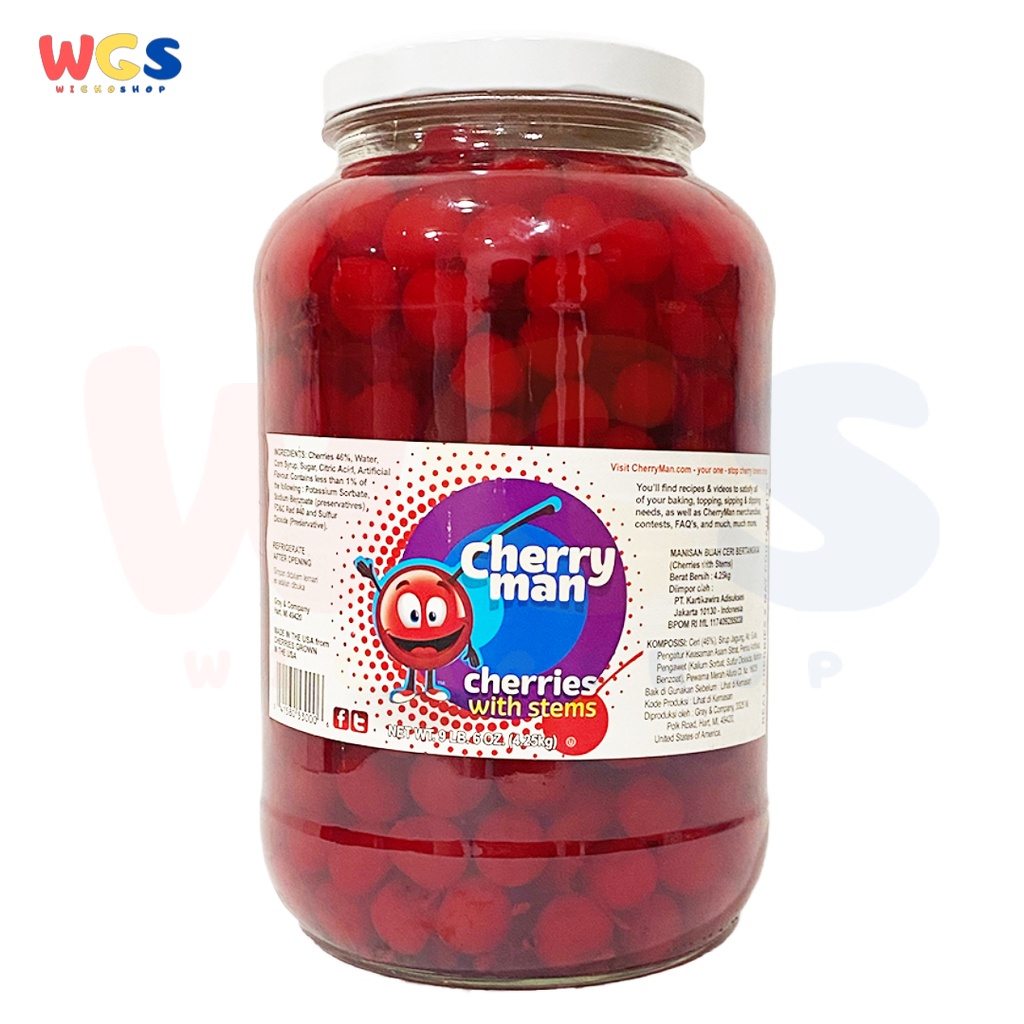 CherryMan Cherries With Stems 6OZ 4.25kg - Manisan Buah Cherry