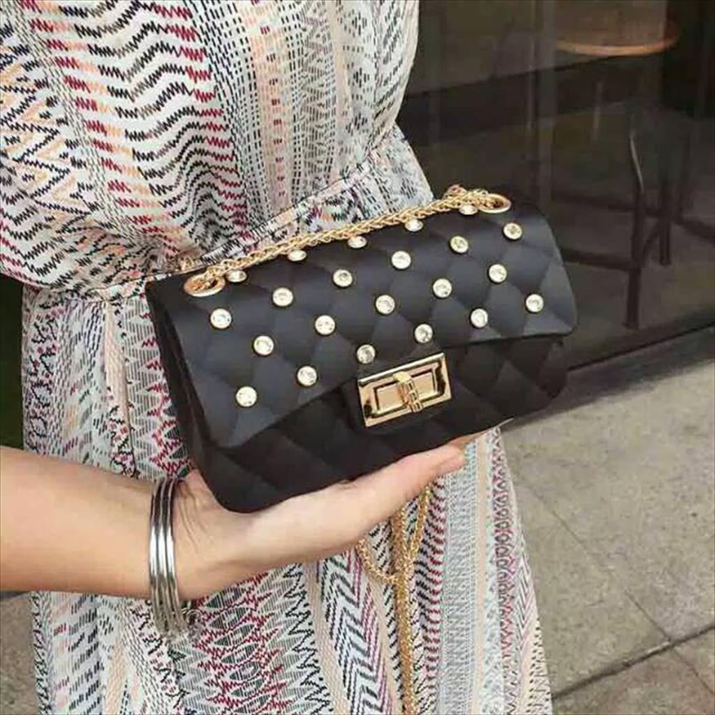 OTS 437 - Tas Wanita Bahan Jelly Matte Import Diamond Terbaru Murah