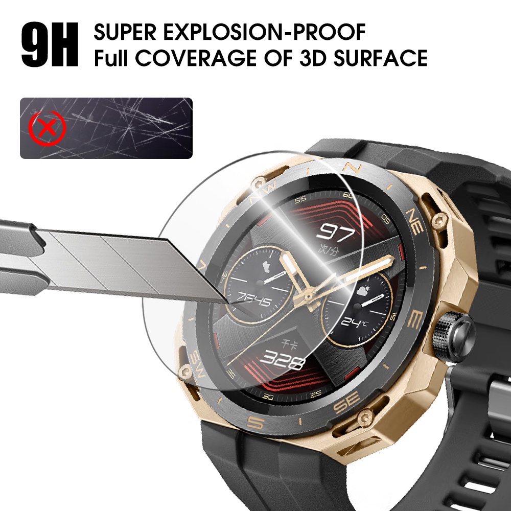 Premium Tempered Glass Screen Protective Film Clear 3D Pelindung Layar HD Anti Pecah Smartwatch Film Pelindung Full Cover Film Perlindungan Anti Gores Untuk Huawei Watch GT CYBER