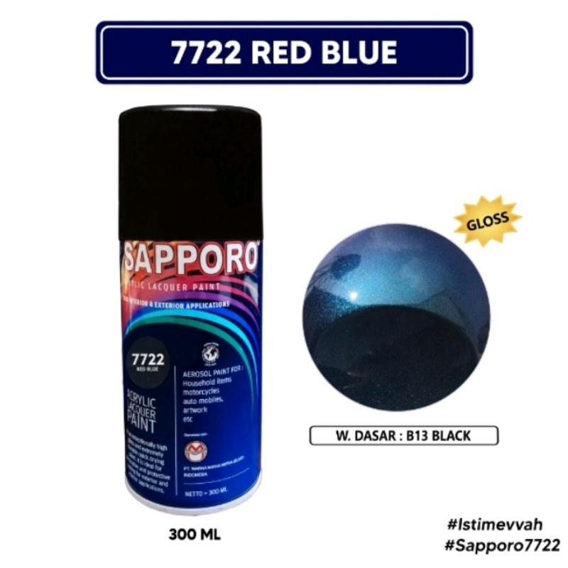 7722 Saporo Sapporo Red Blue 300ml Bunglon Colours Cat Semprot Spray Paint Motor Pilok Pilox Pylox P