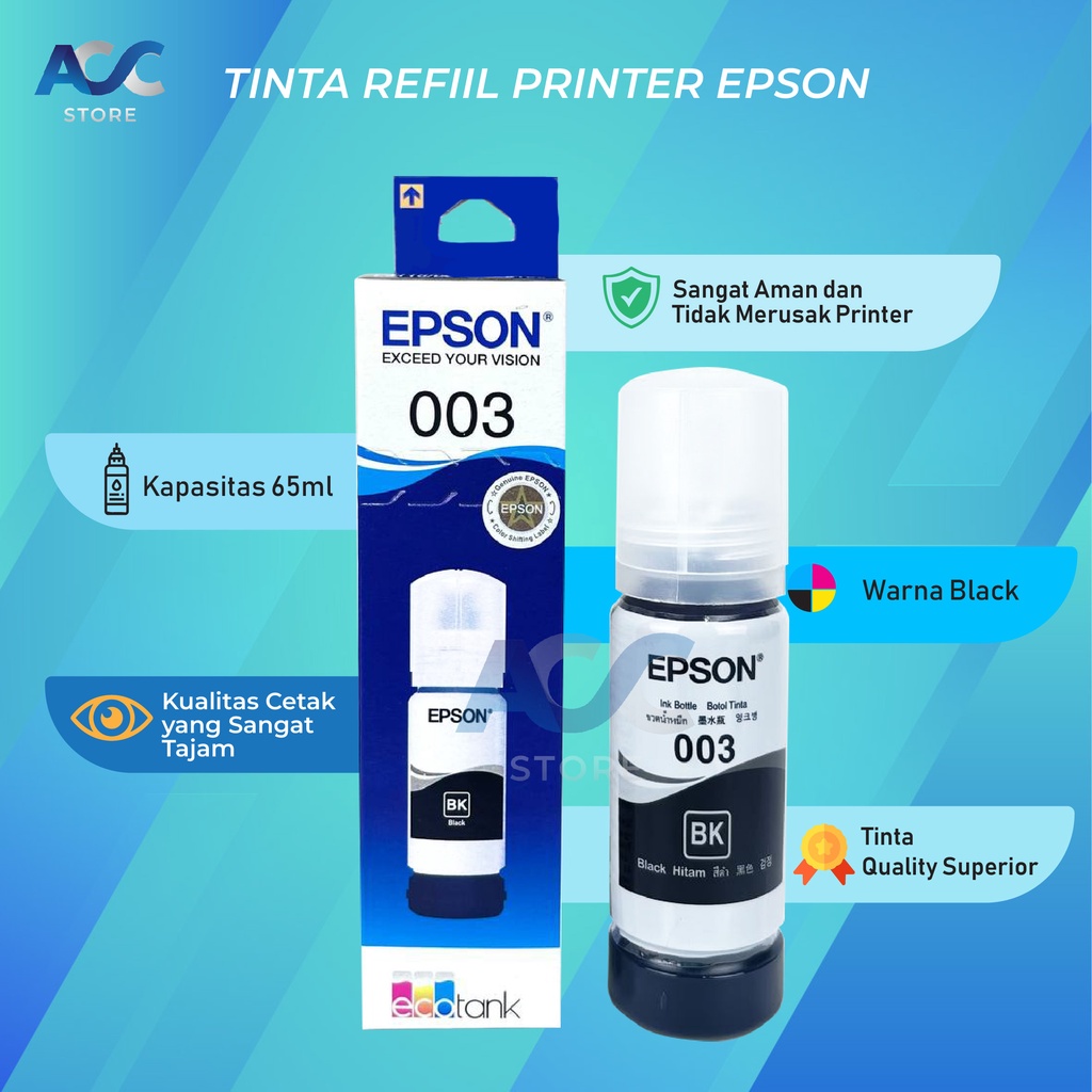 1 SET 4 PCS Tinta Epson 003 Compatible Isi Ulang Printer L1110 L3110 L3150 L5190 L3101