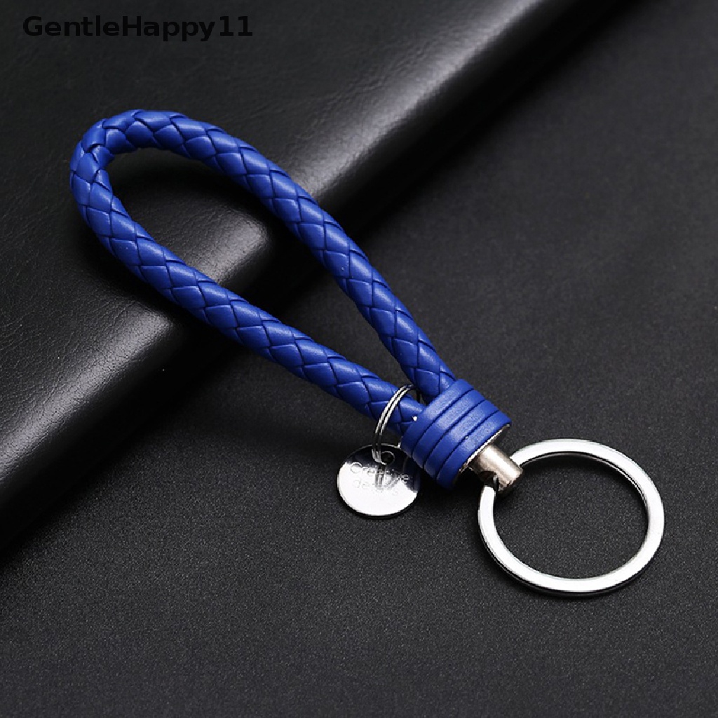 Gentlehappy Kulit PU Kepang Anyaman Tali Gantungan Kunci Tas Liontin Holder Kunci Car Keyring id