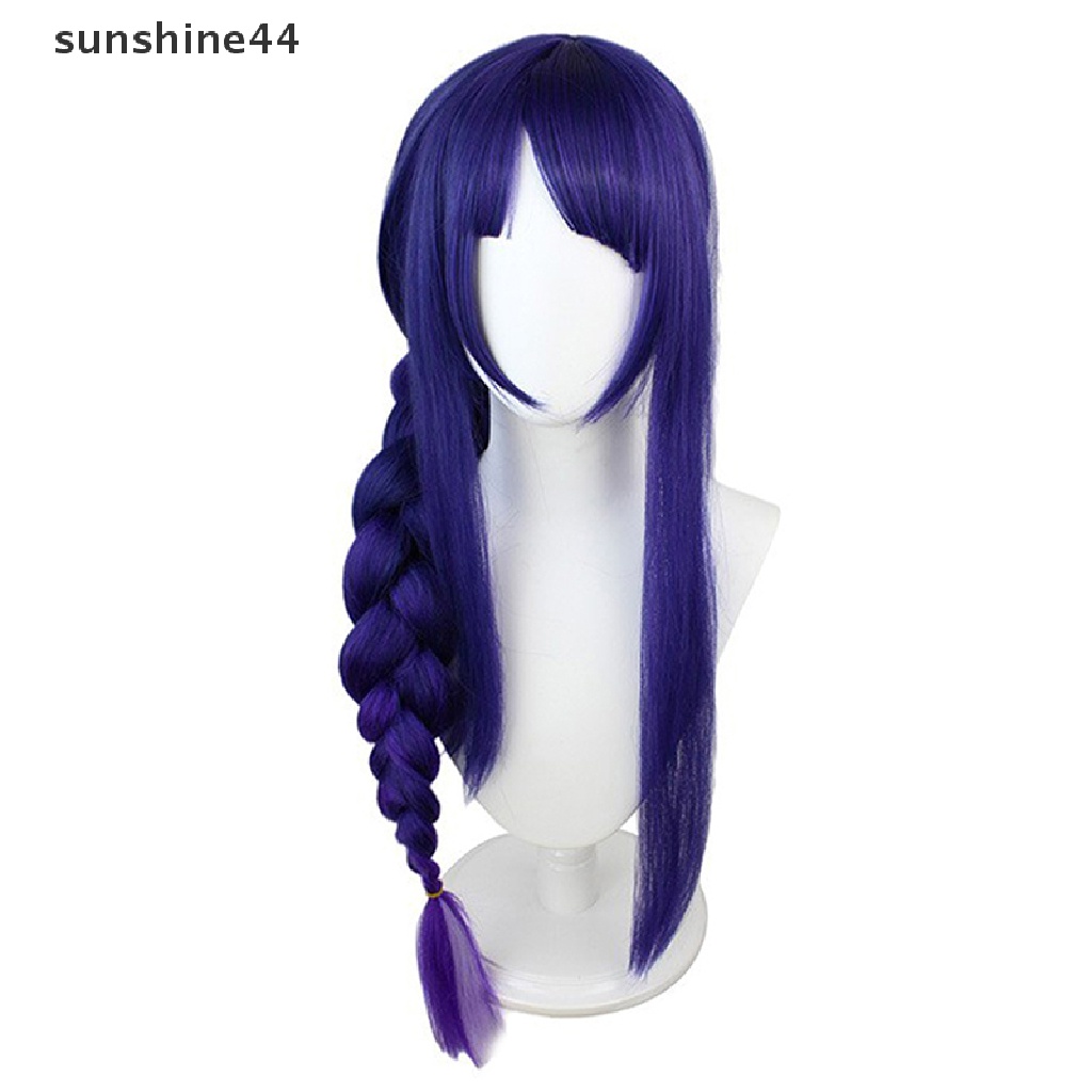 Sunshine Game Genshin Impact Raiden Sho Baal Wig Cosplay Rambut Palsu Pewarna Gradasi Panjang.