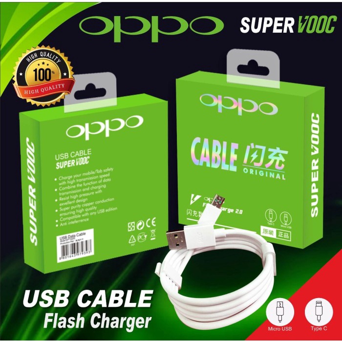 Kabel Data VOOC Support Fast Charging Type-C / Micro USB Kabel Casan Merk HP