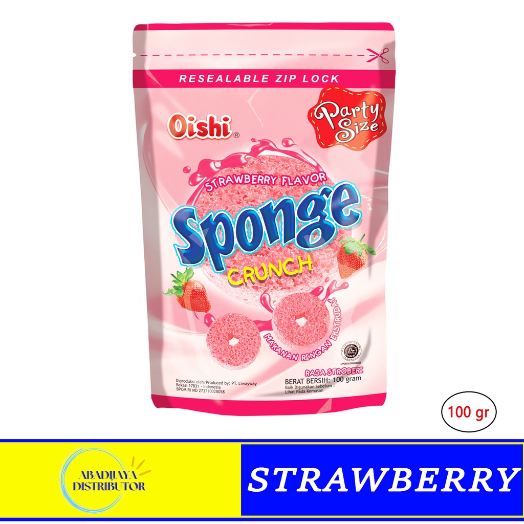 

Snack Oishi Sponge Crunch Strawberry Makanan Ringan Kemasan Pouch Rasa Stroberi