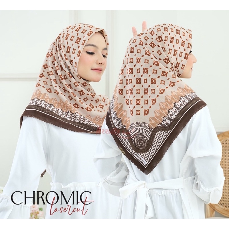 Azzura Scarf Chromic Lasercut Serat Perancis