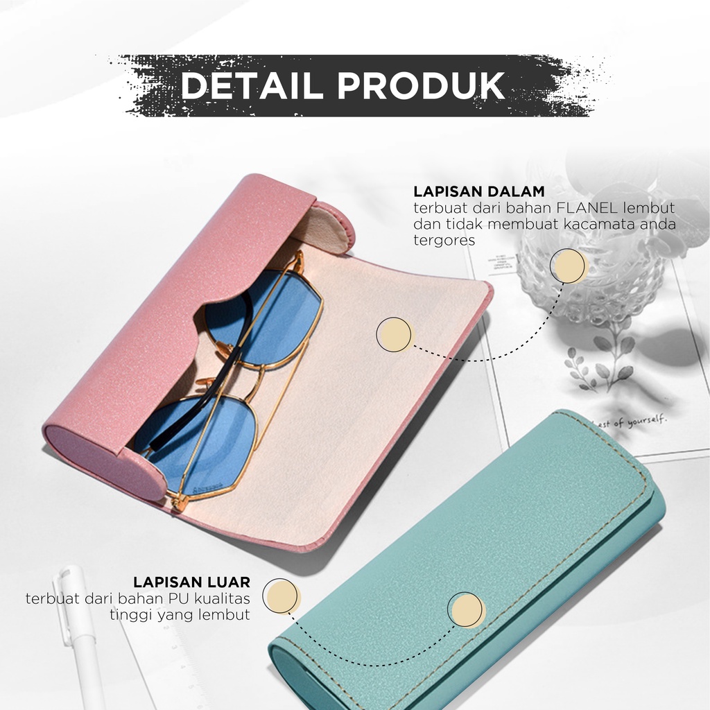 La Chapella - Box Tempat Kacamata Hardcase/Kotak kacamata lucu/Hardcase kacamata Terbaru/Motif Polos Colorish box kacamata premium/Anti Bentur, Anti Debu Material PU H019