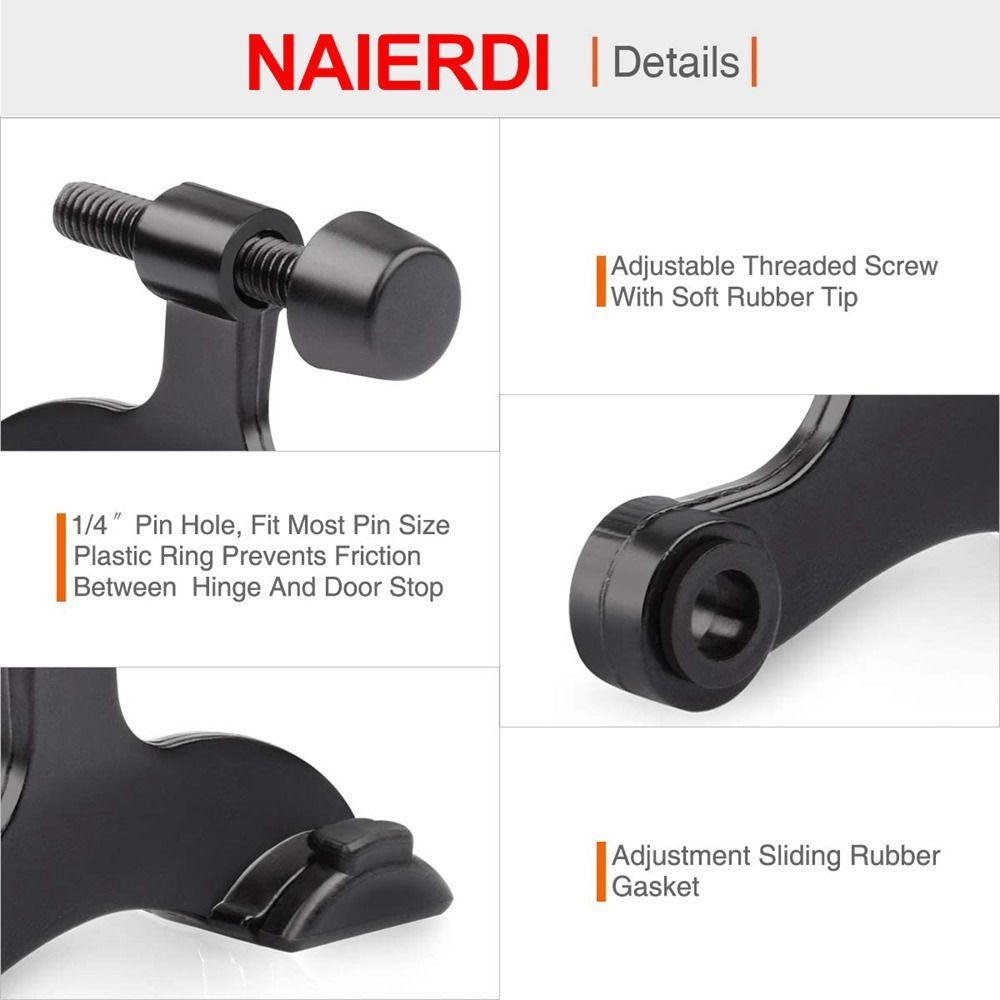 【 ELEGANT 】 Door Stopper Black Adjustable Dengan Karet Tersembunyi Heavy Duty Deluxe Bumper
