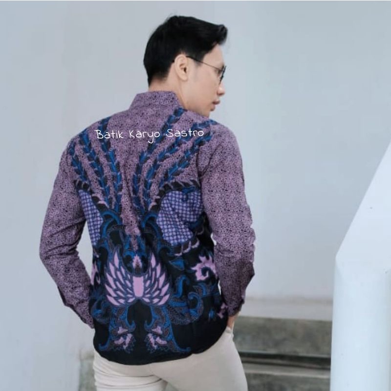 Atasan Kemeja Batik Pria Lengan Panjang Modern Slimfit Katun Lapis Furing