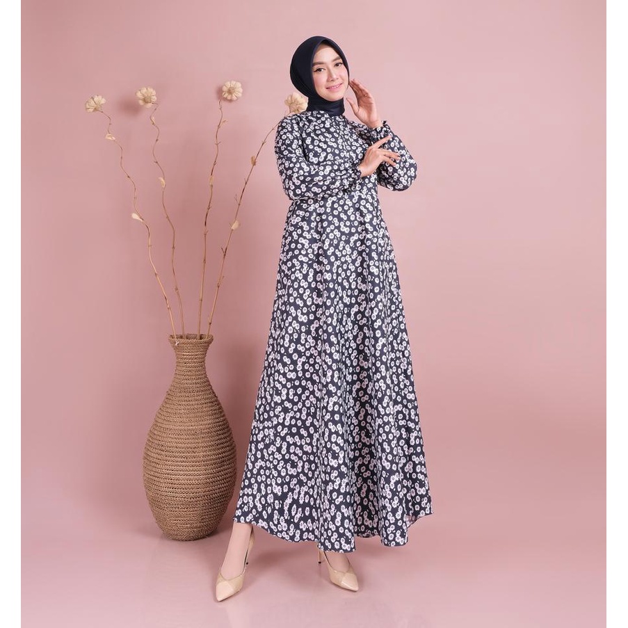 OTS 483 - Maxy Dress Motif Homey Dress Gamis Wanita Muslim Katun Apel