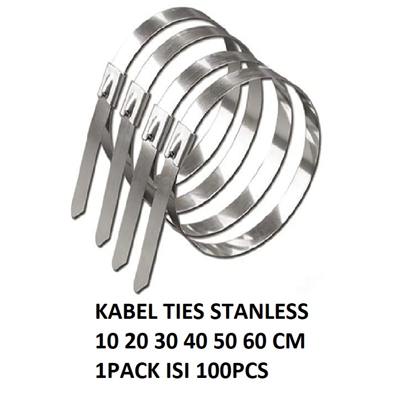 Kabel Tis Cable Ties Stainless Tali Besi Klem Warp exhaust Motor Mobil Tie Ikat SUS 304 4,6 100 pcs  4.6 x 100 200 300 400 500 600 mm 4.6 x 10 20 30 40 50 60 cm ANTI KARAT