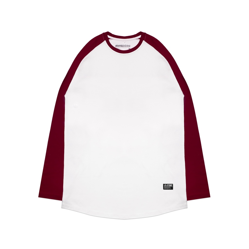 Atomic Kaos Pria Lengan Panjang - Absolute White Maroon