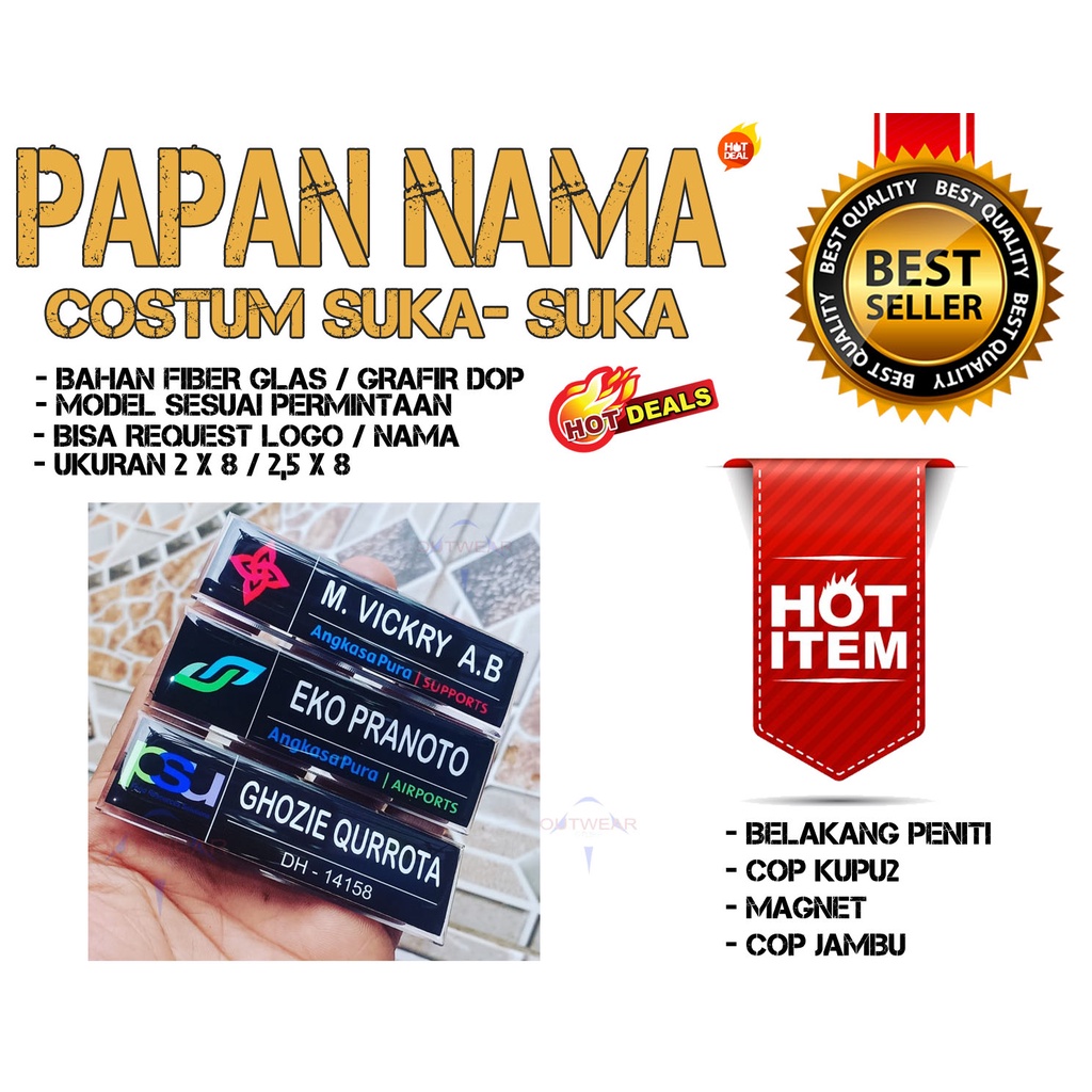 

PAPAN NAMA/PAPAN DADA/NAMETAG PERUSAHAAN