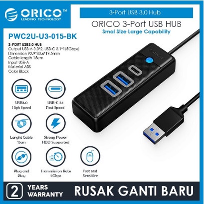 Orico PWC2U-U3 USB HUB 3 Port ( 2 port usb 3.0 + 1 port type c )