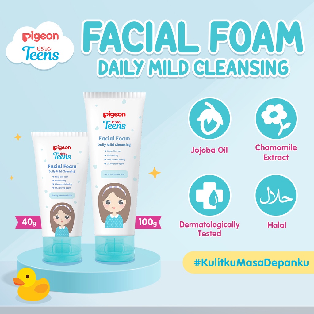 Pigeon Teens Facial Foam Daily Mild Cleansing | 2 Variant Ukuran | Sabun Wajag Khusus Kulit Kering