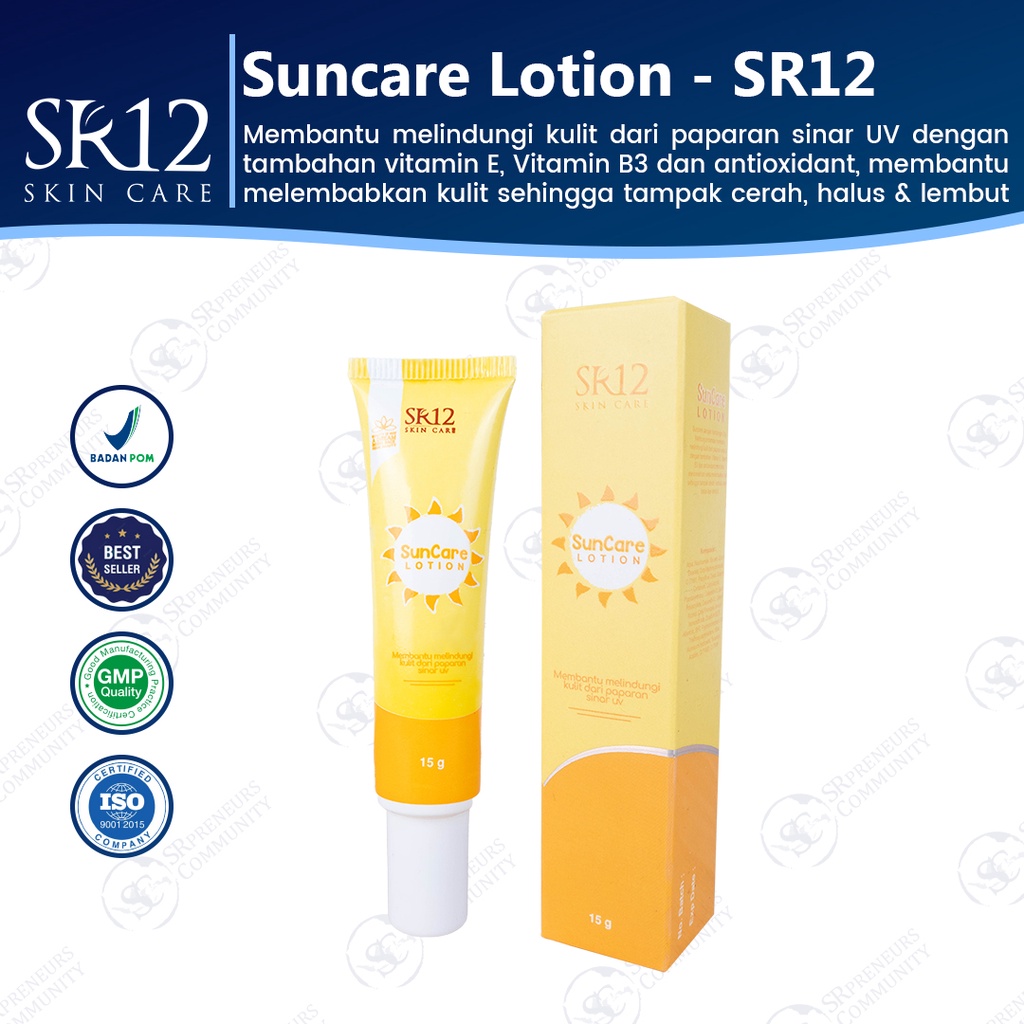 SR12 SUNCARE BPOM / SUNBLOCK SPF 25++ / SUN CARE SR 12 MENJAGA KULIT TETAP SEHAT &amp; LEMBAB / SUNBLOK WAJAH BPOM / SUNSCREEN AMAN