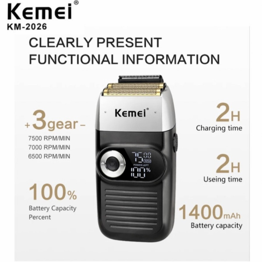 ALAT CUKUR SHAVER PORTABLE KEMEI KM-2026 SHAVER PROFESIONALL BERGARANSI