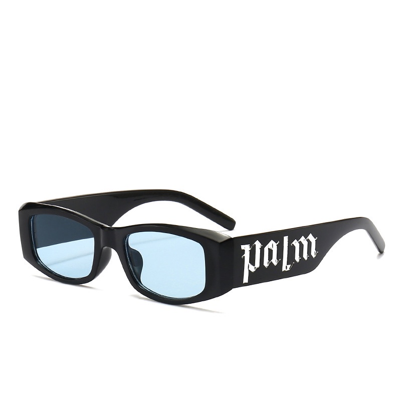 Kacamata Boldie Frame Tebal Skinny Hitam Persegi Panjang Uv400 Gaya Vintage Retro Untuk Wanita Dan Pria-Hip hop biru