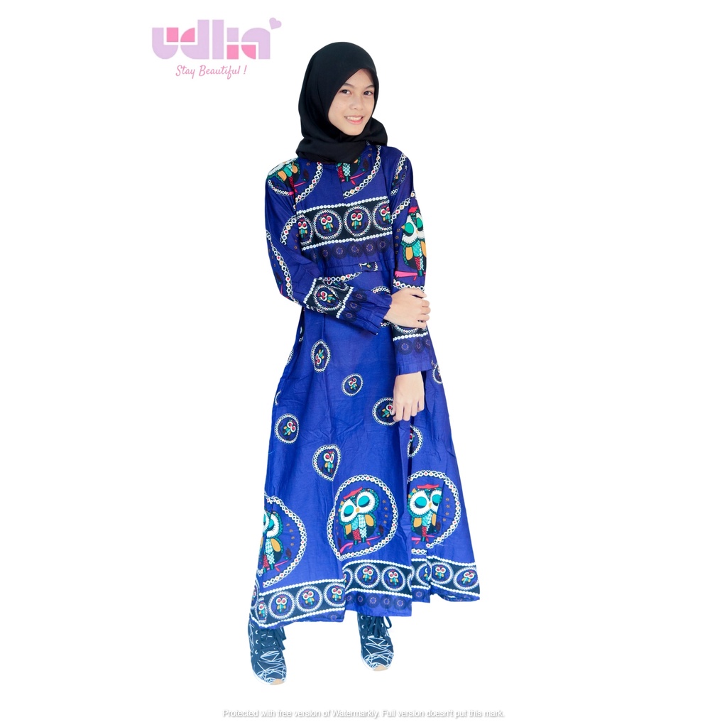 Udlia Gamis Katun Bangkok Busui Owl Biru