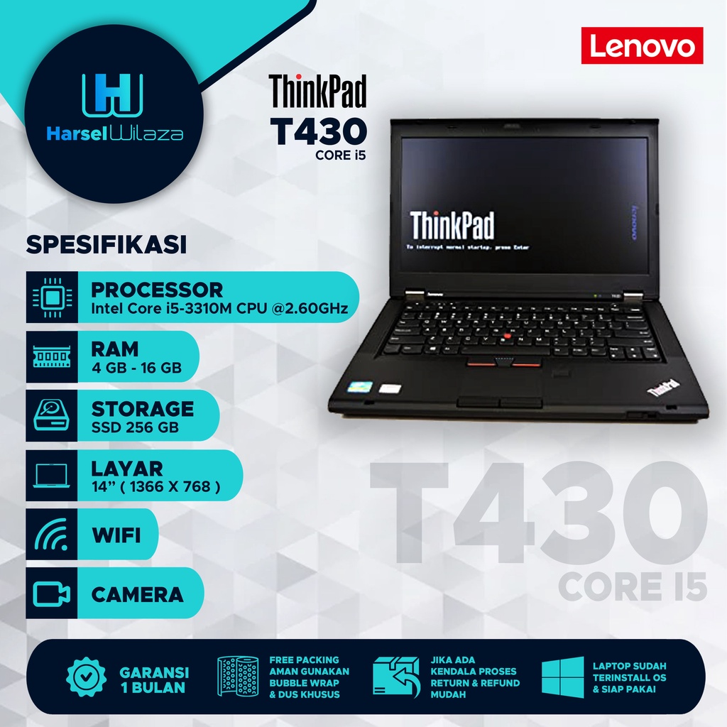 Laptop bekas murah Lenovo T430 Core i5