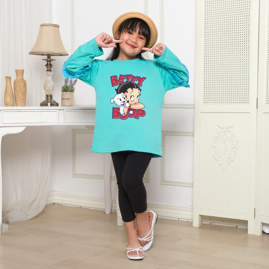 Hzl_outfit Baju Naswa Anak Perempuan Betty Boop Lengan Panjang/ M.L.XL