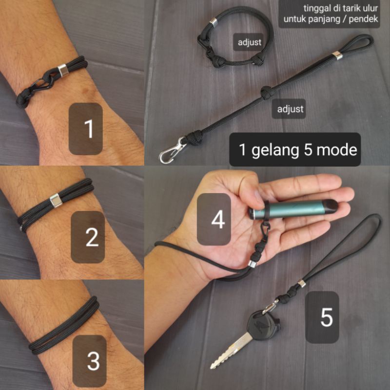 Gelang Paracord Slide Choker Plate Premium Pria Gelang Tangan Multifungsi Serbaguna pria wanita Survival Casual Original