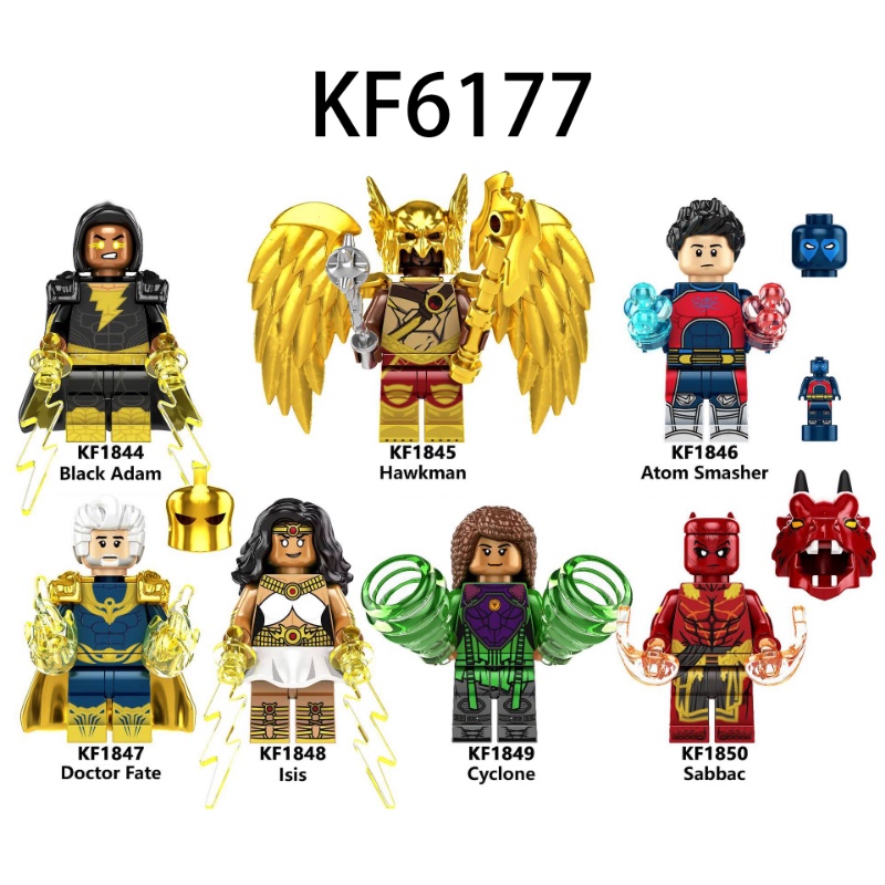 Blok Bangunan Black Adam Minifigures Rakitan Mainan Hadiah Hawkman Atom Smasher Sabbac Movie Series Angka Mini