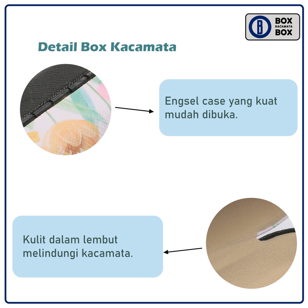 Tempat Kacamata Hard Case / Box Kacamata FREE LAP Cepuk Magnet Kokoh Motif Bunga lucu C11