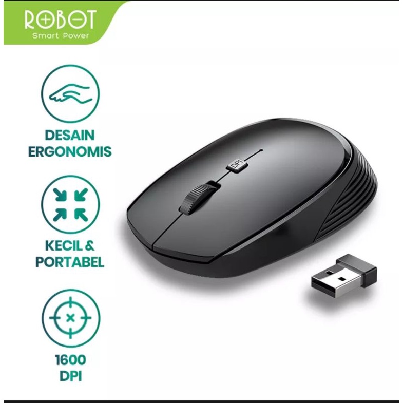 MOUSE WIRELESS ROBOT M205 1600DPI GARANSI 1 TAHUN