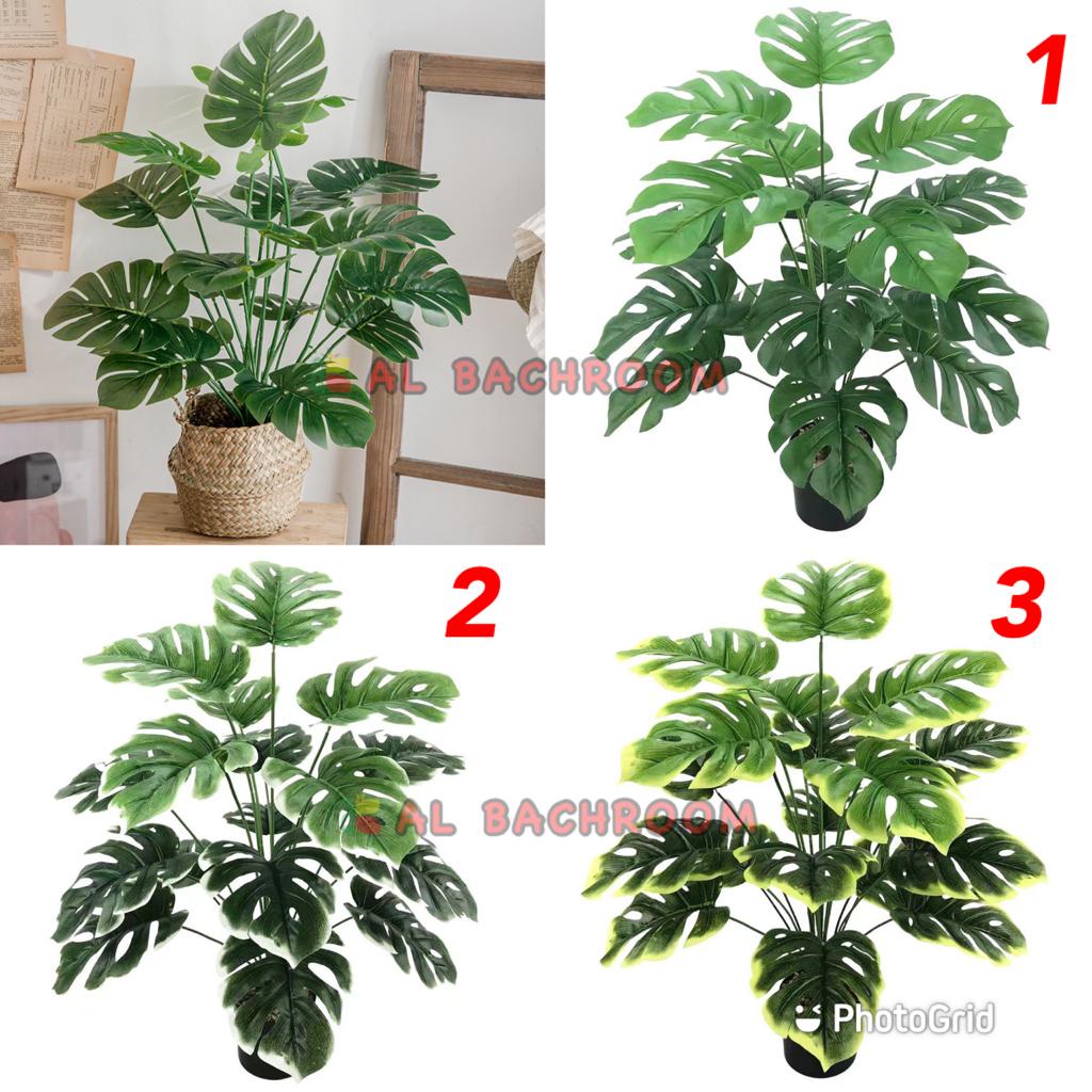 TANAMAN ARTIFICIAL MONSTERA D18T60 BUNGA PLASTIK DEKORASI B8111 DAUN MONSTERA PLASTIK