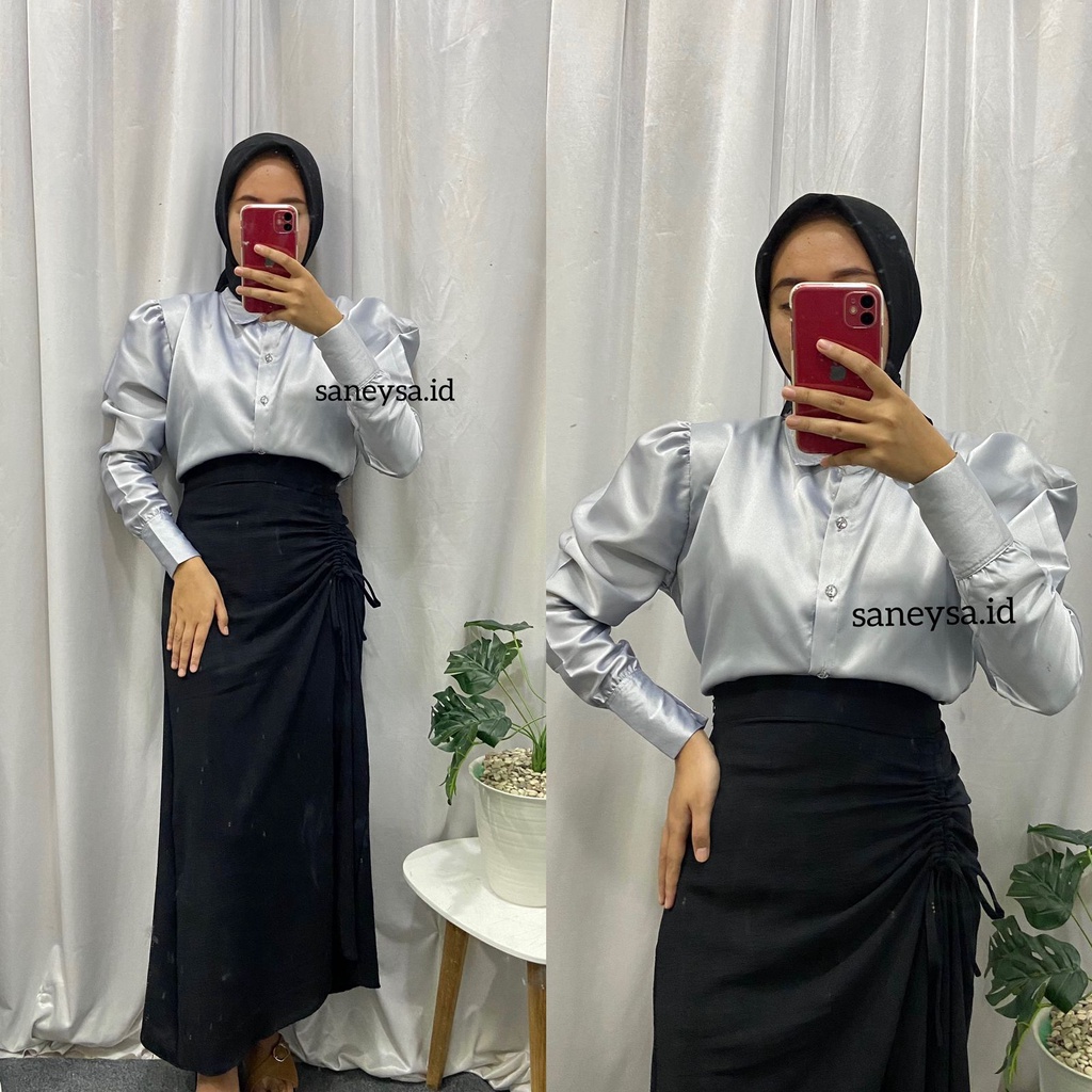 Tamara Skirt - Rok Serut Casual Korean Look -  Midi Maxy  Skirt - Rok Wanita Korean Terbaru - Rok Crinkle