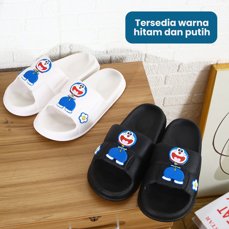 Mainland Sandal Slip On Wanita Model Doraemon Lucu Sendal Rumahan Nyaman Kekinian HSN140