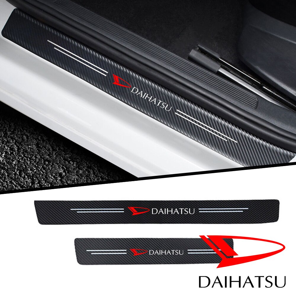 4Pcs Sticker Pelindung Sill Plate / Stiker Pelindung Pijakan Lantai Pintu Mobil / Universal Carbon Fiber Car Door Step Sill Plate Mobil Sticker