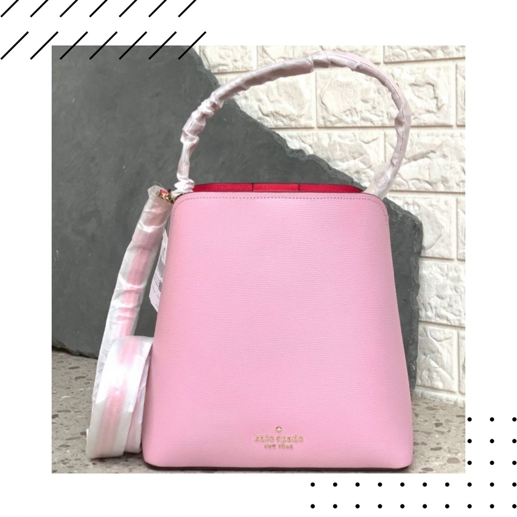 Kate Spade Darcy Large Bucket Crossbody Colorblock Palm Pink