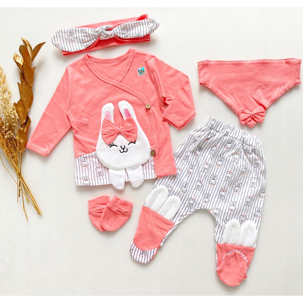 PAO PAO set Babeebabyshop baju celana slaber bib topi sarung tangan kado lahiran bayi anak cewek perempuan lucu BONA