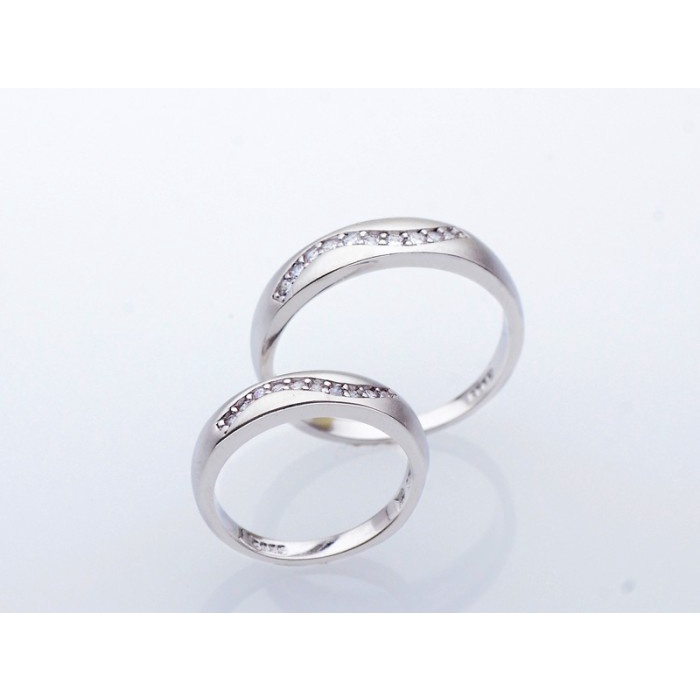 Cincin Couple Perak Sterling 925 berlapiskan emas putih/kuning 017