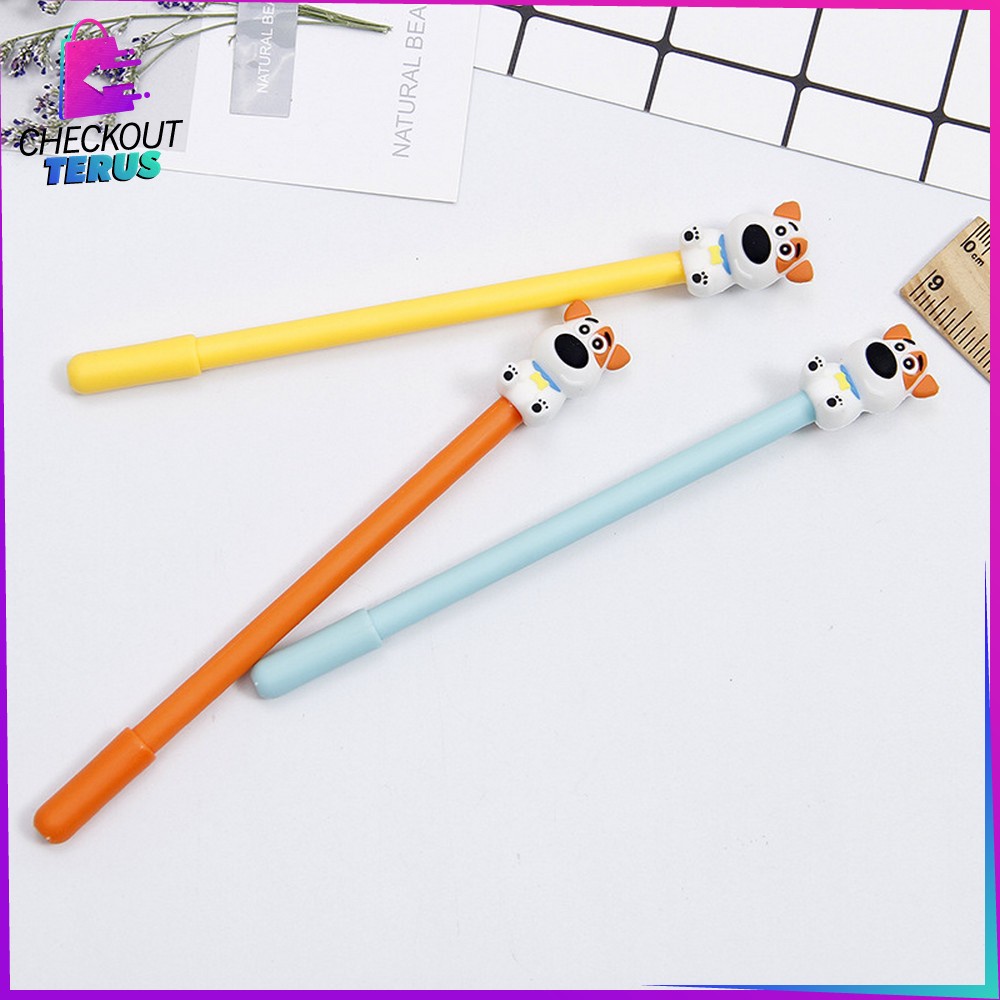 CT A47 Pulpen Gel Karakter Puppy Lucu 0.5mm Motif Polos Alat Tulis Pena Cair Doggie Perlengkapan Sekolah Korean Style Import