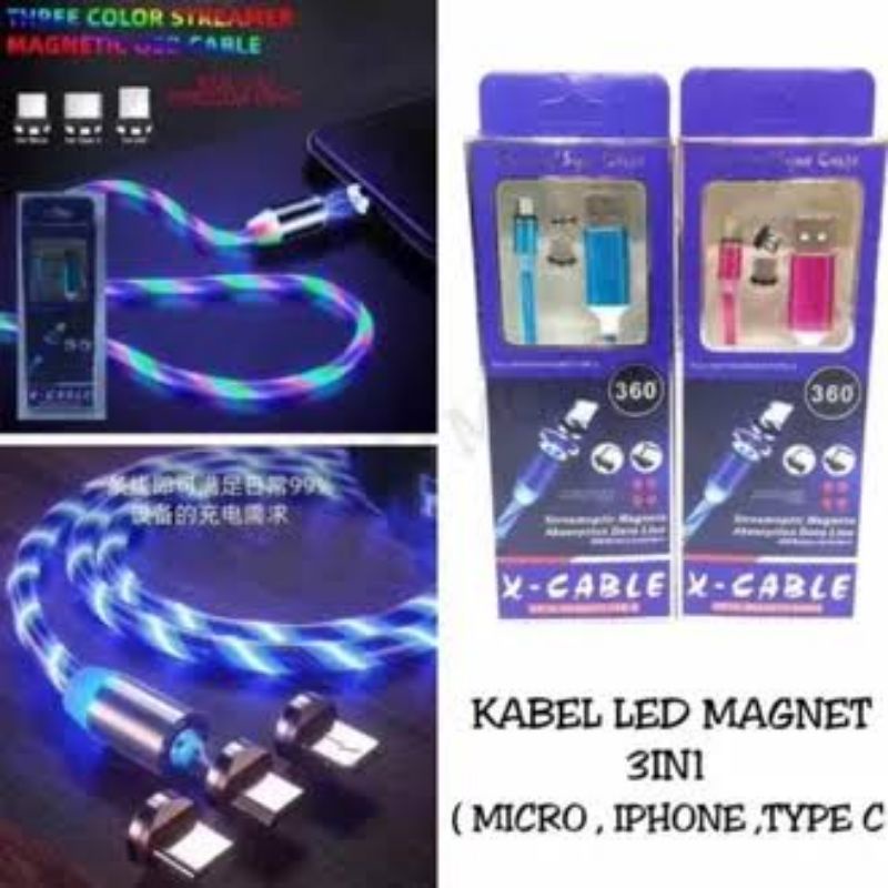 kabel charger magnet 3in1 lampu