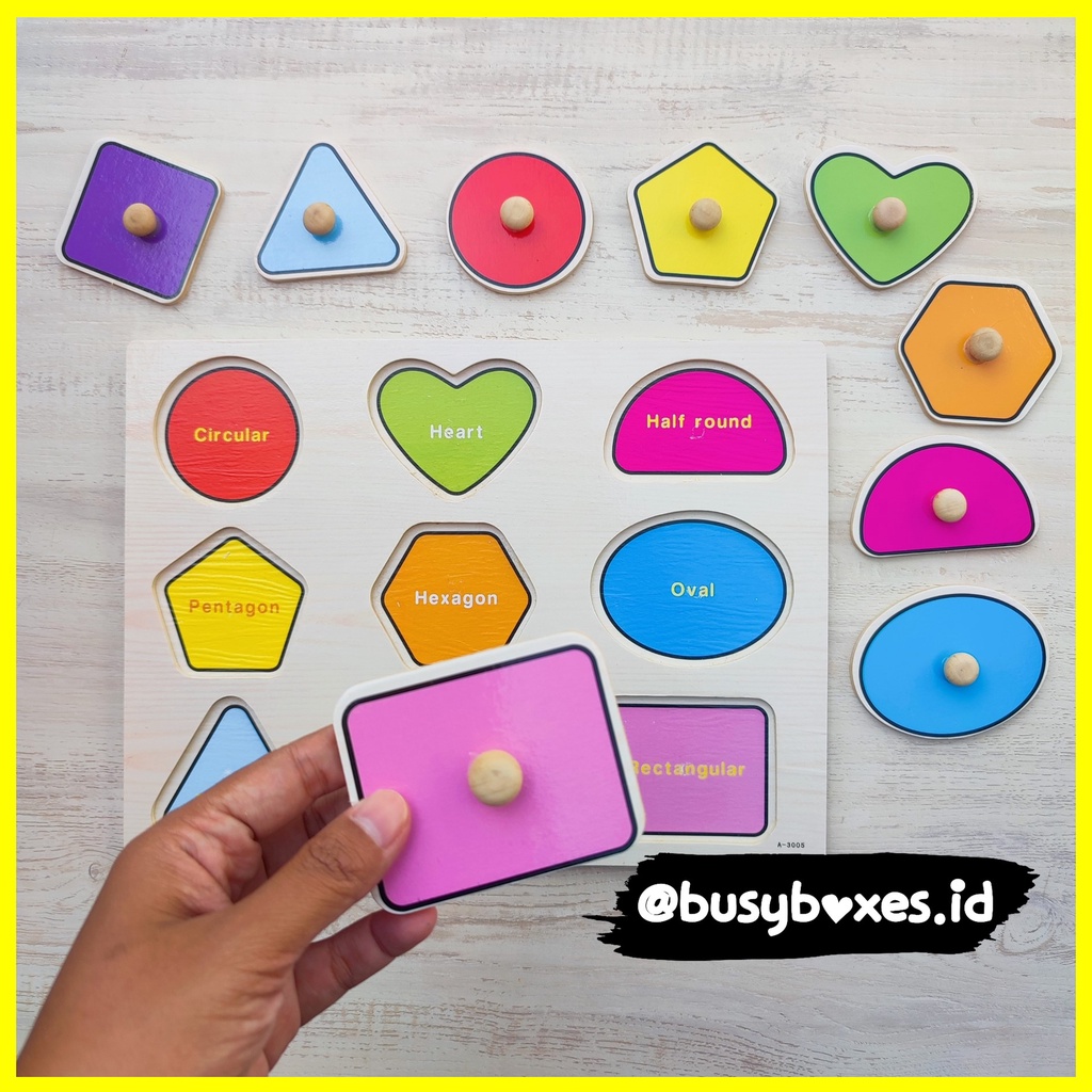 [busyboxes.id] Mainan Edukasi anak 2 tahun Puzzle Bentuk Dasar Kayu Wooden Toys Puzzle Geometri puzzle kayu vol 2