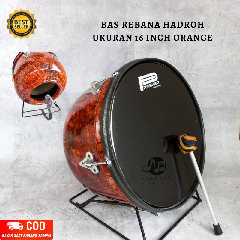 Bas Hadroh  ukuran 16 inch Bass Rebana Murah Alat Musik Tradisional Banjari Terbangan