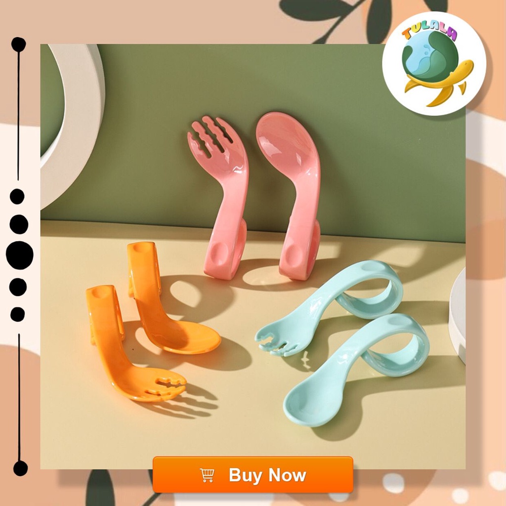 New Model Sendok Garpu Anak Bisa Bengkok 100% High Quality Import/ 2in1 Sendok + Garpu/ Set Sendok Garpu Anak Training Belajar