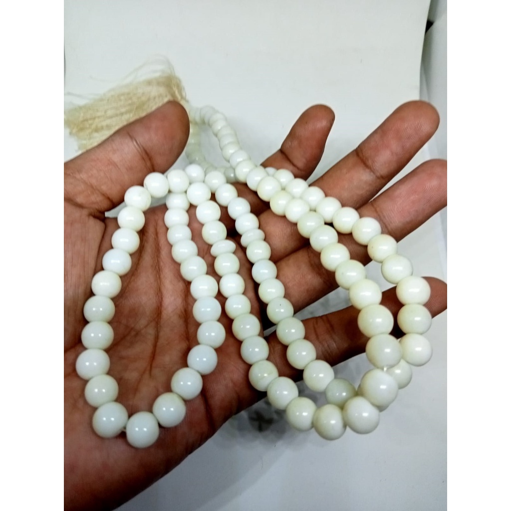 Tasbih Batu Giok Putih Salju 99 Butir 6 mm