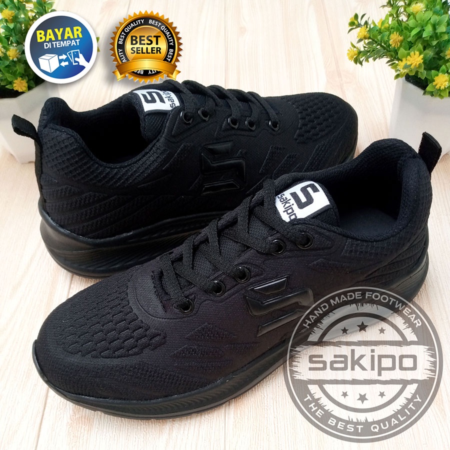 PROMO BTS KEMBALI SEKOLAH !! SEPATU SEKOLAH HITAM POLOS MEREK SAKIPO SD SMP SMA SMK KULIAH / SEPATU OLAHRAGA BERTALI WARNA HITAM POLOS  / SEPATU JOGGING RINGAN / SEPATU LARI / SAKIPO