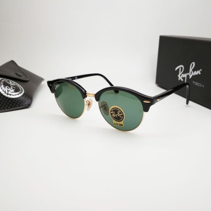 F_MIXSTORE KACAMATA RAYBAN CLUBROUND BLACK GLOSSY LIST GOLD LENSA KACA ORIGINAL SECOND