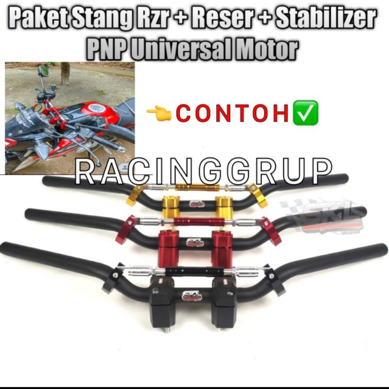 Stang Rzr Sonic dan Satria Fu plus Dudukan Stang Sonic Satria Fu | Raiser Stang Rzr Satria Fu Sonic(T358)