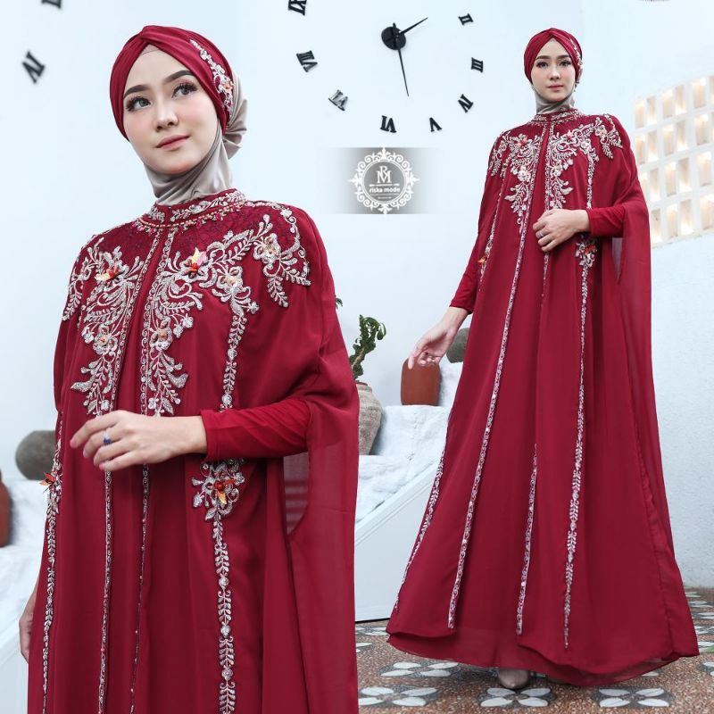 Kaftan Zahra Free Gamis Manset dan Turban Original Butik